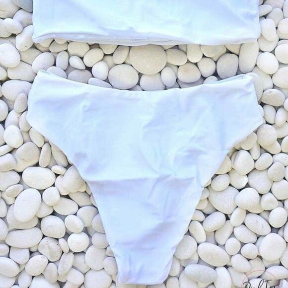 NWT High Waist, Bandeau Bikini Set in White - Picture 10 of 10
